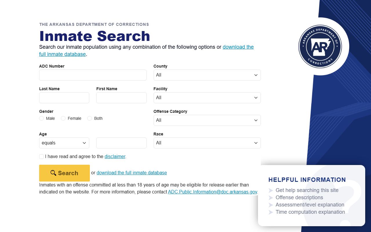 Arkansas DOC locator for Monroe County state inmate search